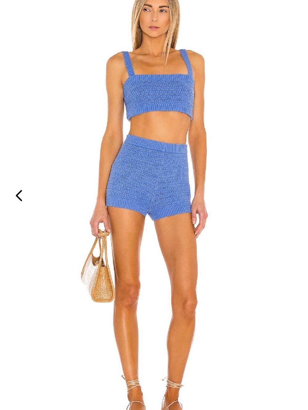 Lovers + Friends Sky Blue Knit High-Waist Shorts